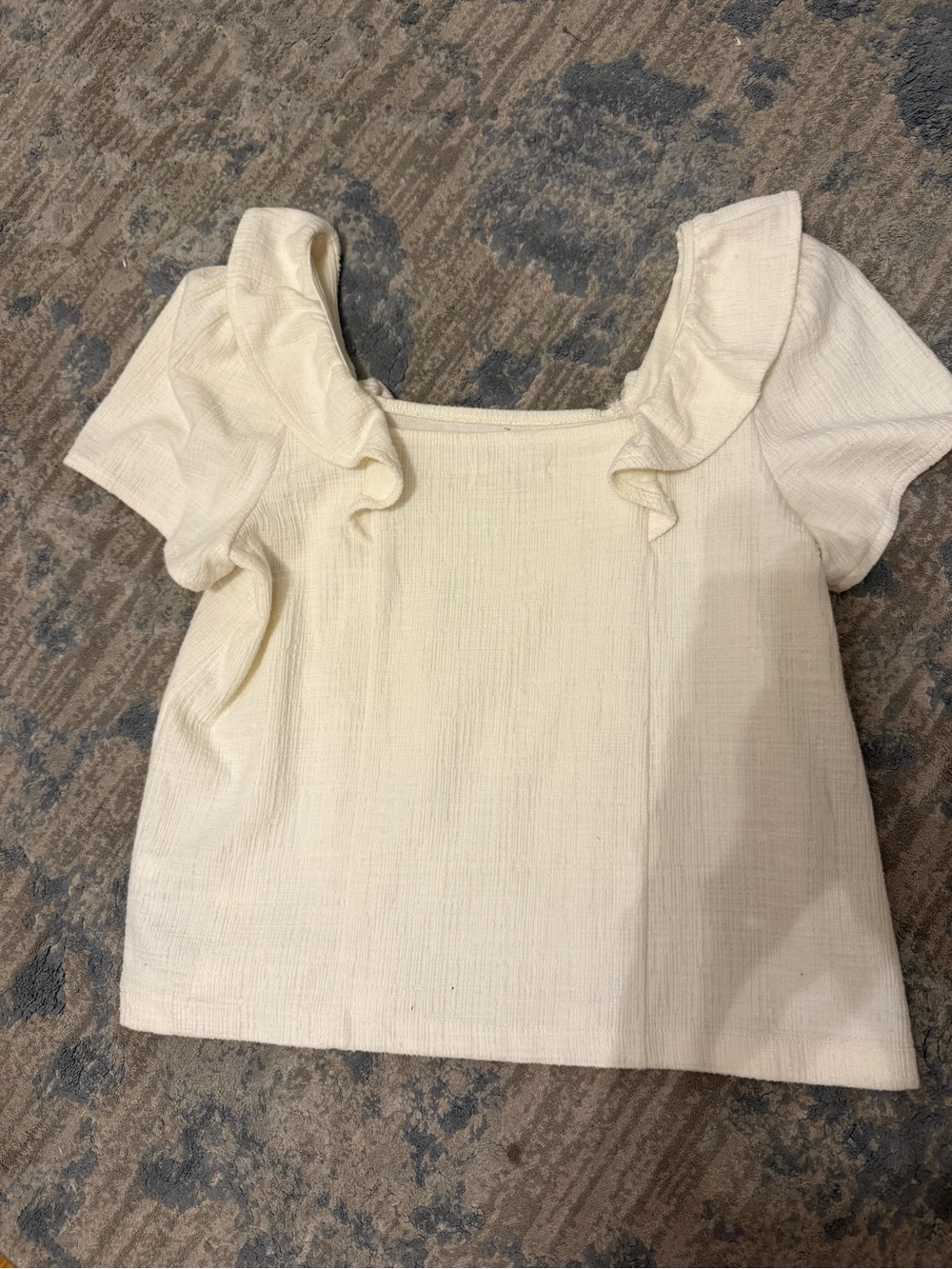 Madewell Cream Ruffle Square-Neck Blouse